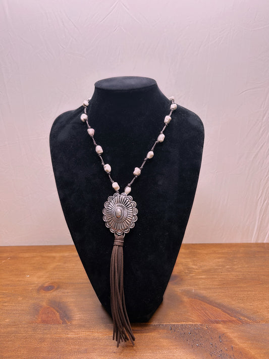 White Stone Necklace/Earrings SET