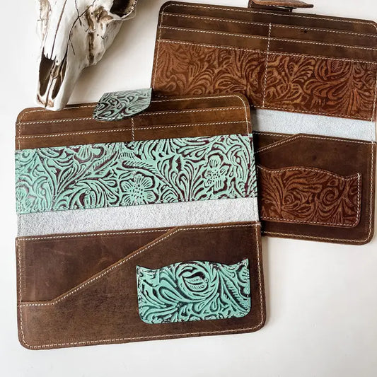 Floral Leather and Cowhide Wallet.*  2 Colors*