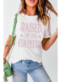 Raised on 90s Country Letter Graphic Tee