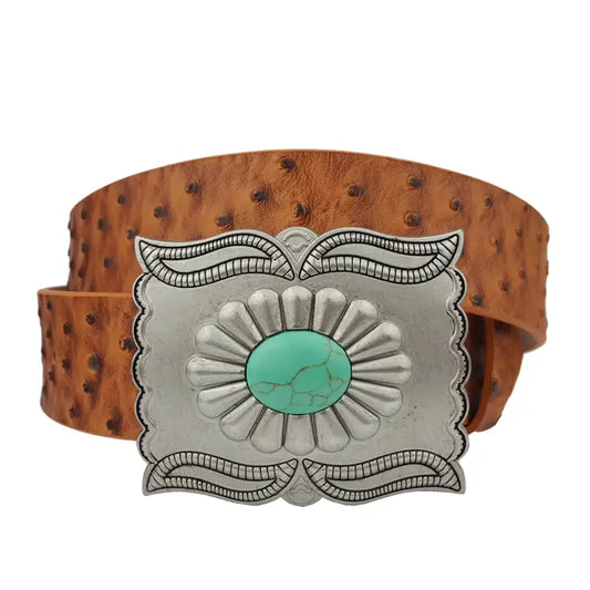 Ostrich Belt with Turquoise stone buckle