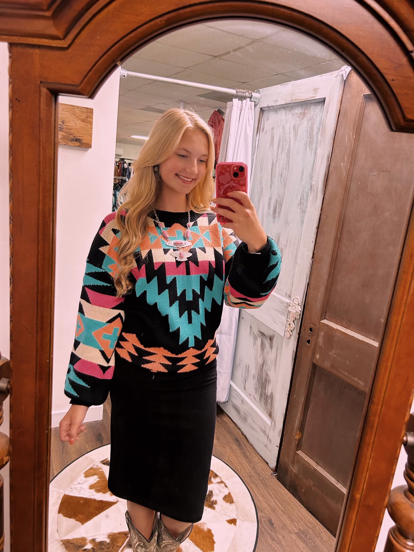 Aztec Pop of color sweater