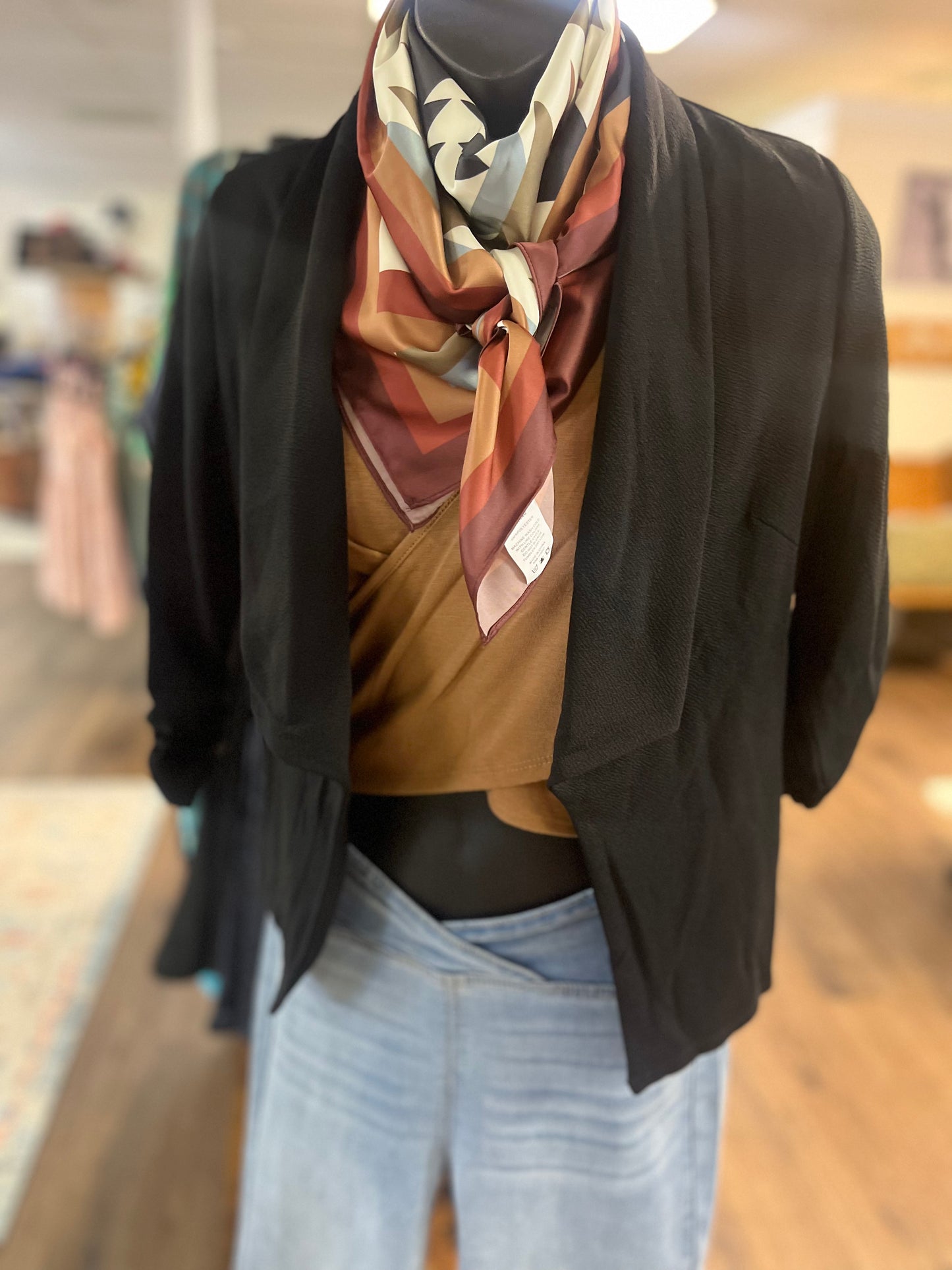 3/4 Sleeve With Shirring Detailed Open Blazer