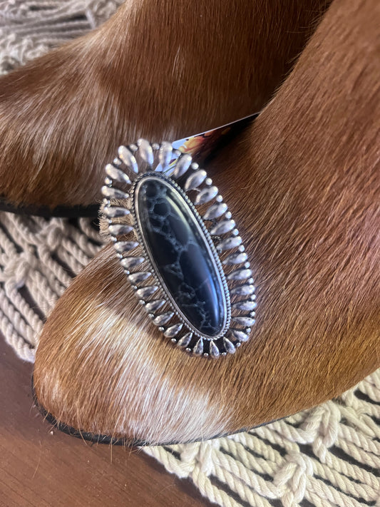 Black Oversized Oval Ring