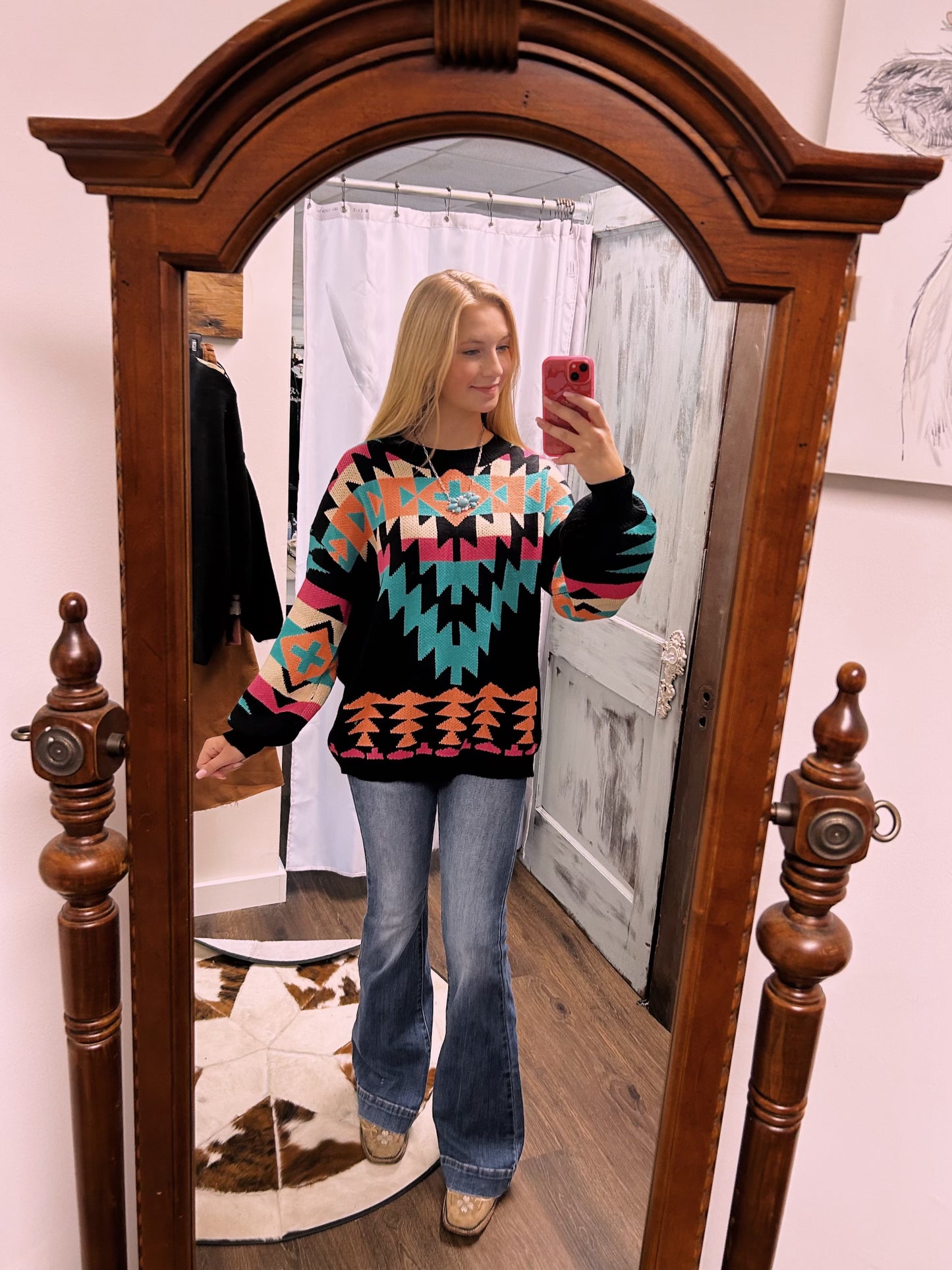 Aztec Pop of color sweater