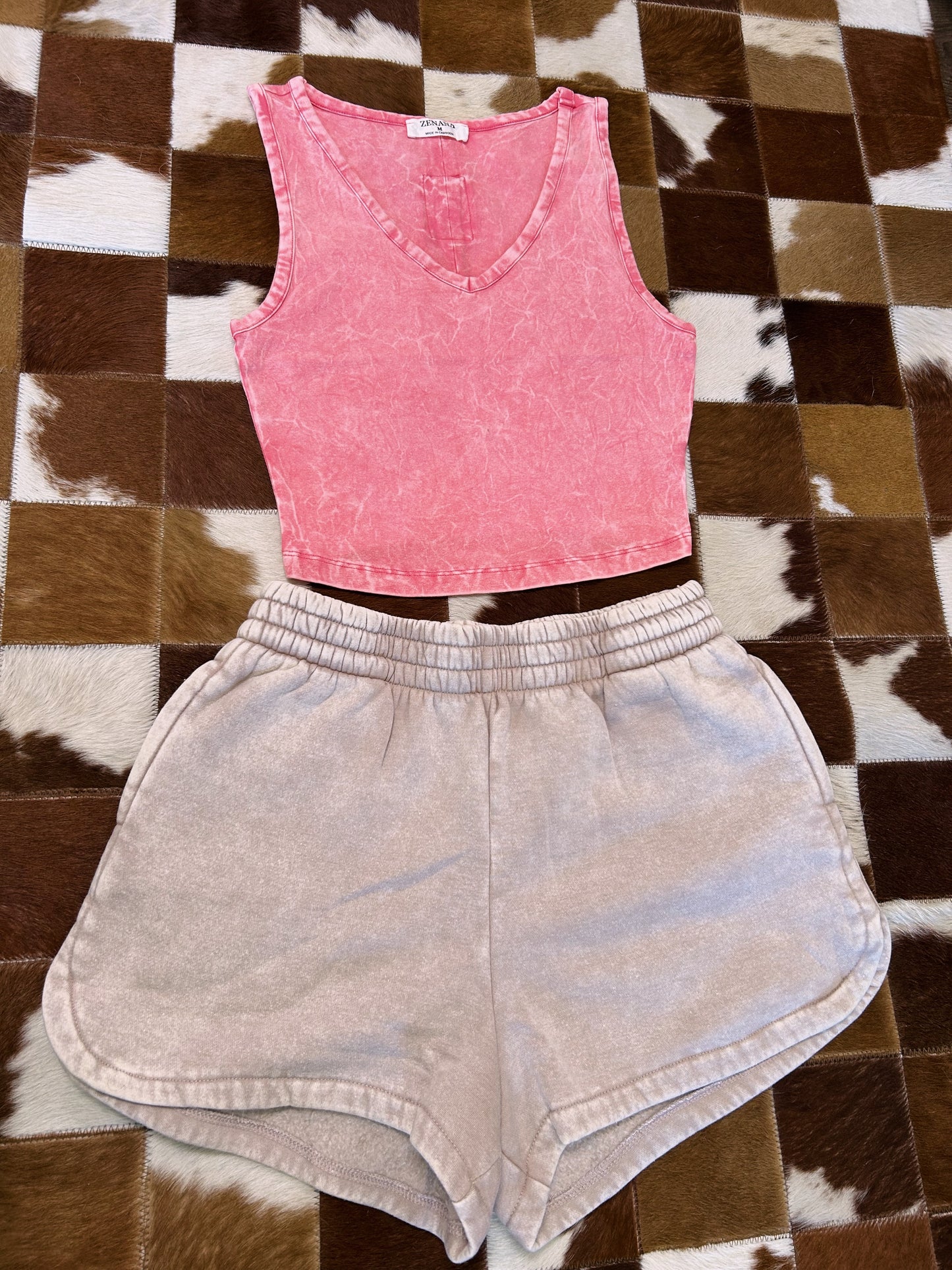 Mocha Acid Wash Shorts