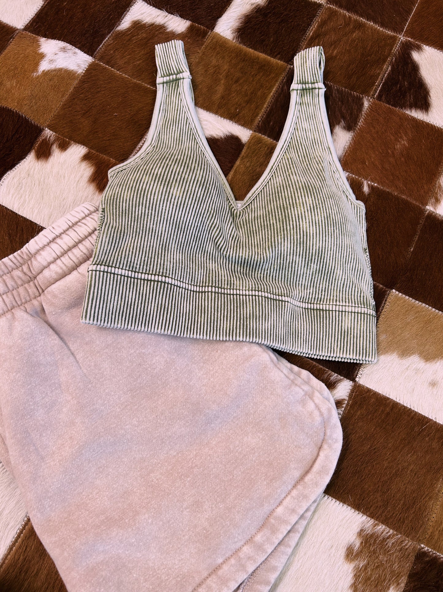 Mocha Acid Wash Shorts