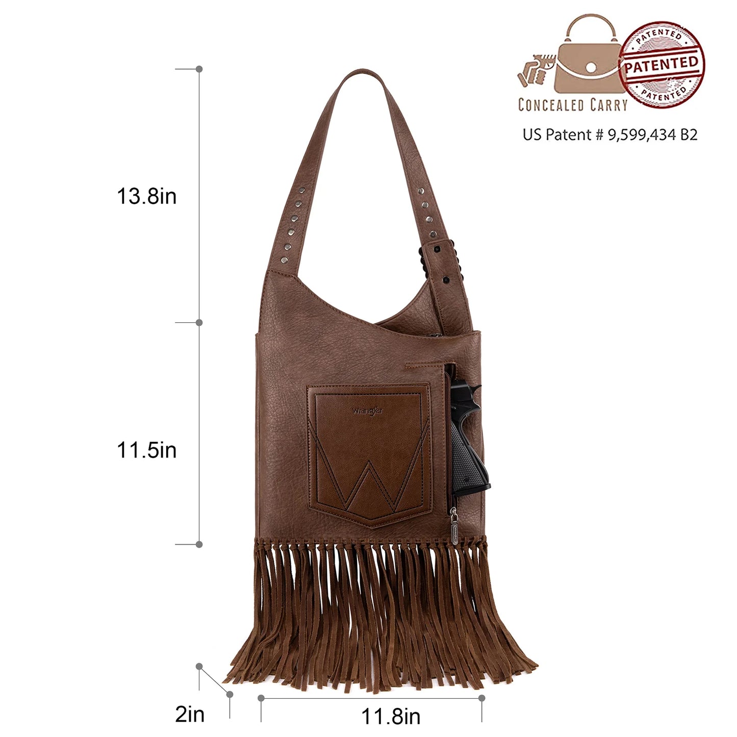 Concealed Carry Wrangler Hobo Bag