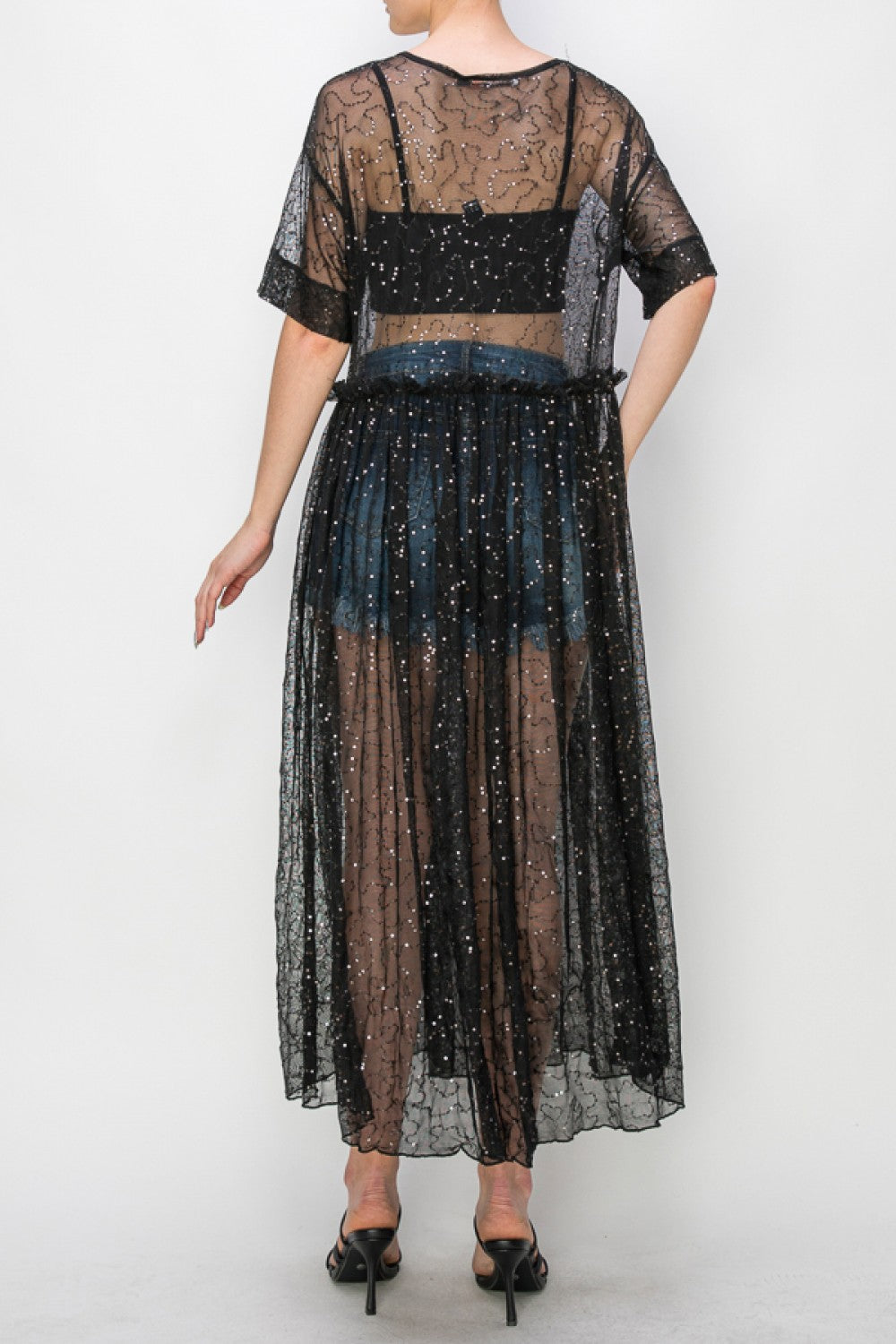 Black Sequin Sheer Dress
