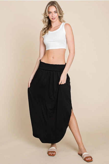 Smock Waist Maxi Skirt
