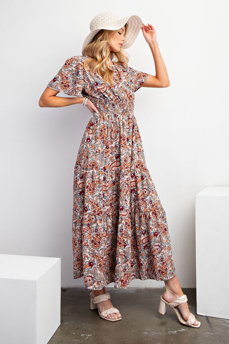 Crepe Tiered Maxi Dress