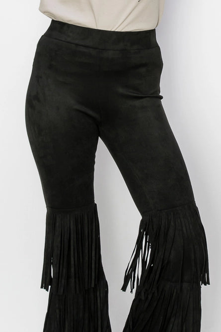 Layered Fringe Suede Pants