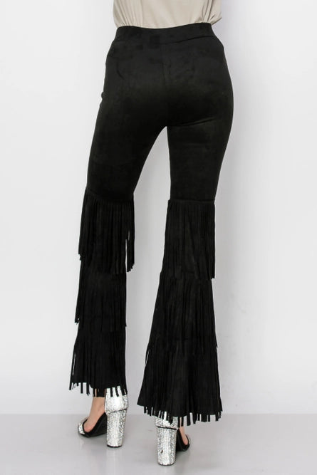 Layered Fringe Suede Pants