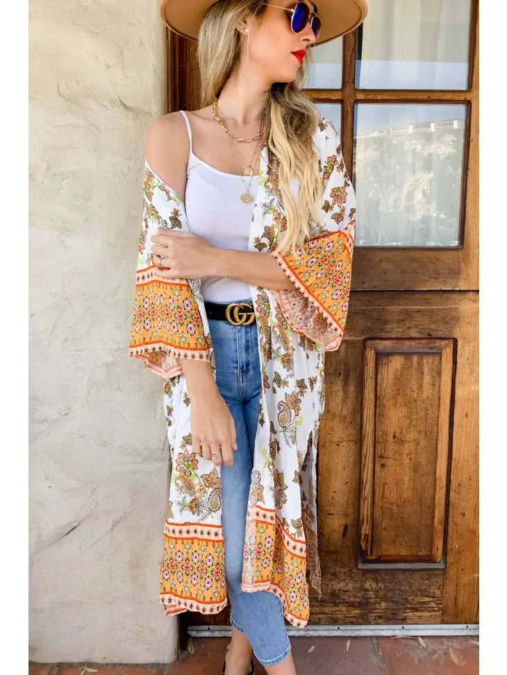 Paisley Coral Duster/ Kimono