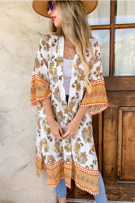 Paisley Coral Duster/ Kimono