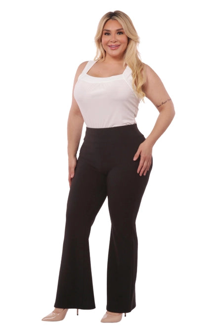 Plus Size Womens High Waist Sculpting Flare Pants