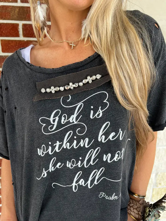 "God Is Within Her" Distressed Shirt