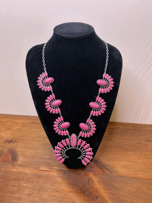 Pink Stone Statement Necklace