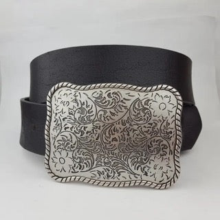 Genuine Cow Leather Belt with silver buckle