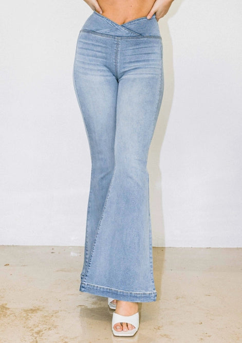 V Cut Flare Jeans