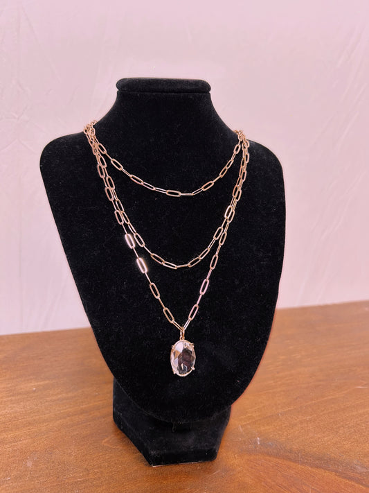 Gold Layered Crystal Necklace