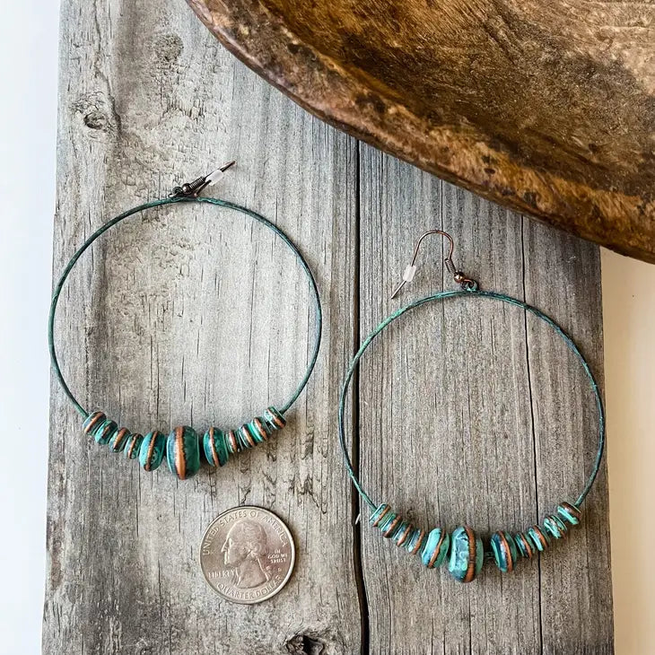 Patina Turquoise Hoop Earrings