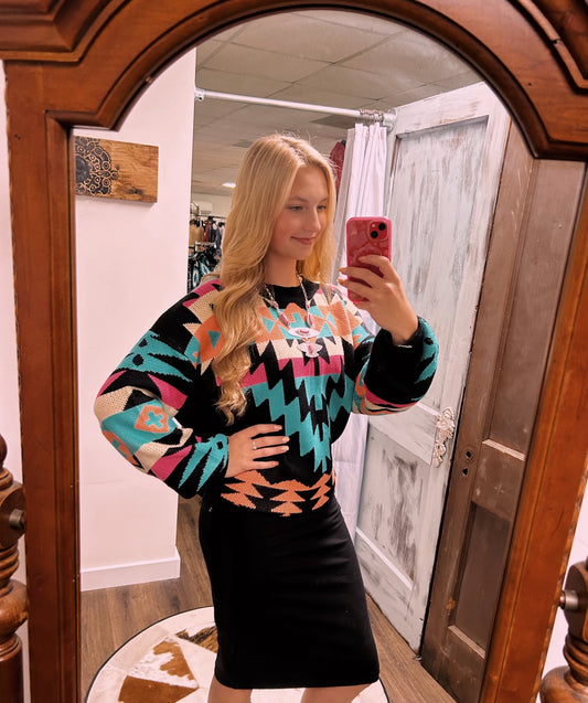 Aztec Pop of color sweater