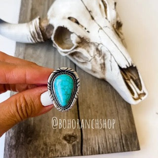 Small Turquoise Stone Adjustable Ring