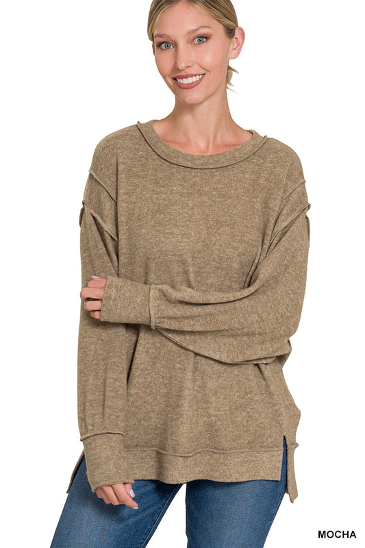 Super Soft Oversized  Top Side Slits * 2 Colors available*