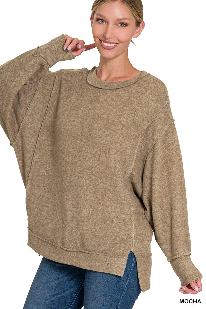 Super Soft Oversized  Top Side Slits * 2 Colors available*