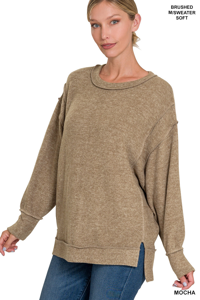 Super Soft Oversized  Top Side Slits * 2 Colors available*