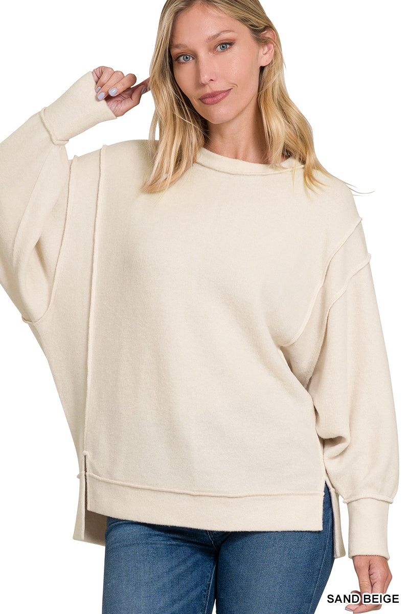 Super Soft Oversized  Top Side Slits * 2 Colors available*