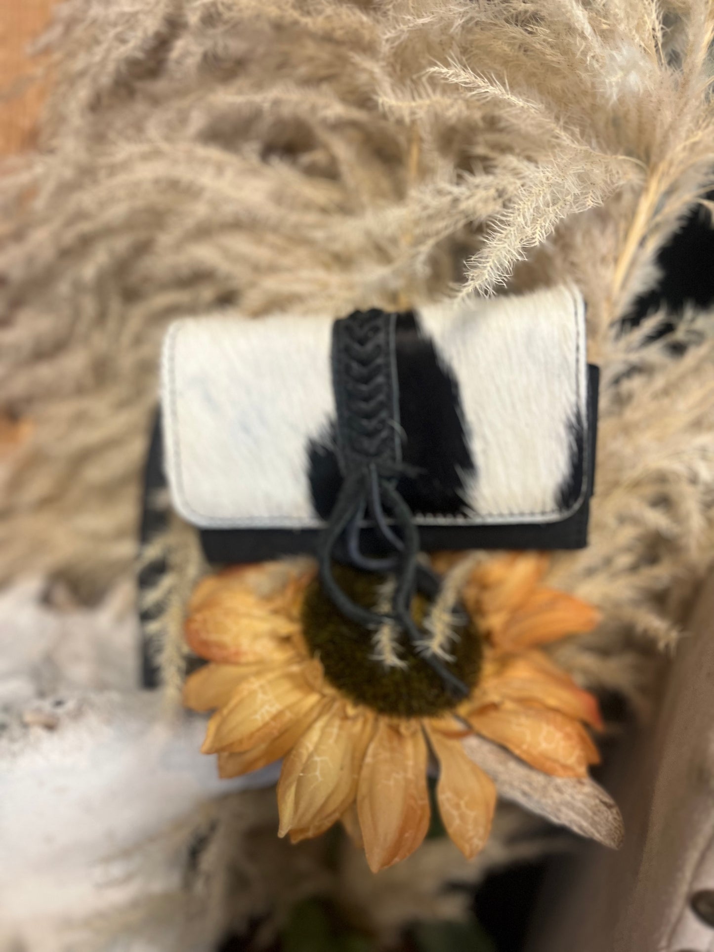 Braided Cowhide Wristlet Wallet