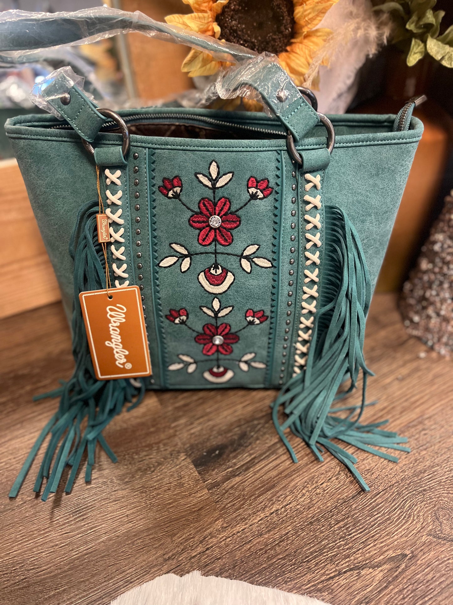 Wrangler Fringe Concealed Carry Bag- Turquoise