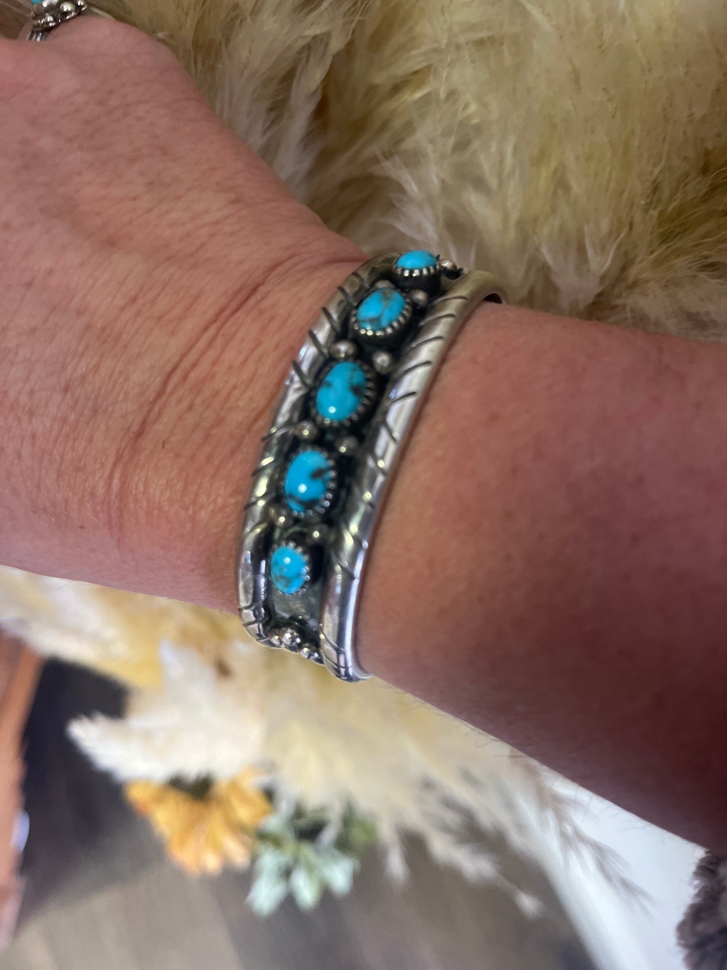 Vintage Stamped Authentic Turquoise Bracelet