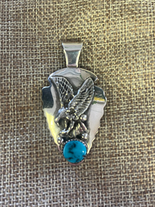 Vintage Navajo Eagle Pendant  Tony Garcia Stamped