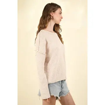 Mineral Washed Knit Oversized Sweater Pullover Top