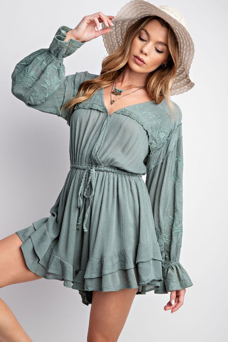 Sage Green Rayon Romper