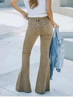 High Waisted Vintage Flared Trousers