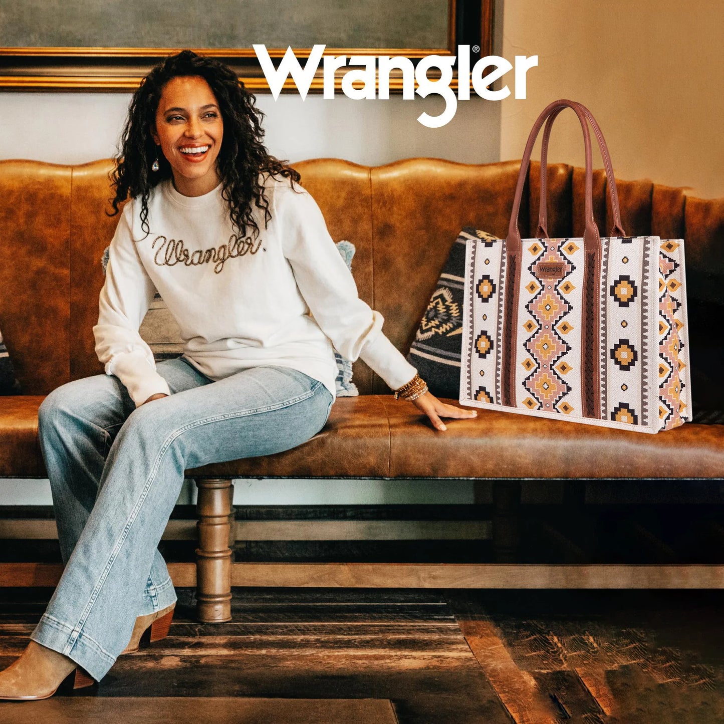 Wrangler Southwestern Dual Sided Wide Tote *3 Colors*