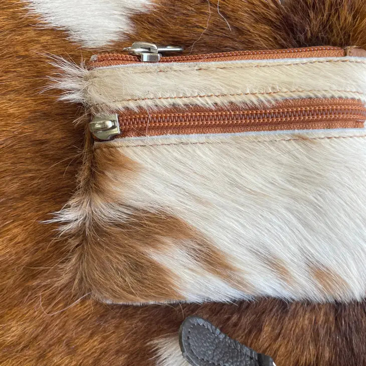 Double Zipper Cowhide Coin Purse