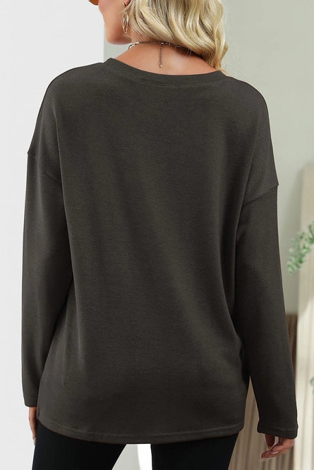 Crew Neck Long Sleeve Pullover Top