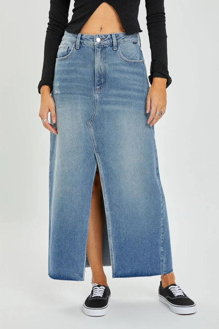 Mid-Rise Maxi Denim Skirt