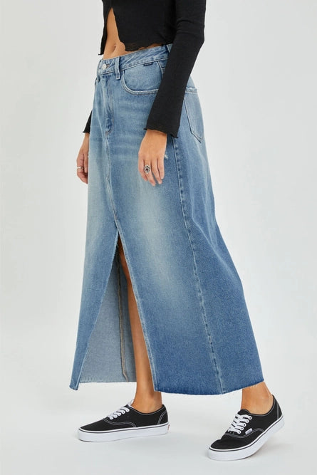 Mid-Rise Maxi Denim Skirt