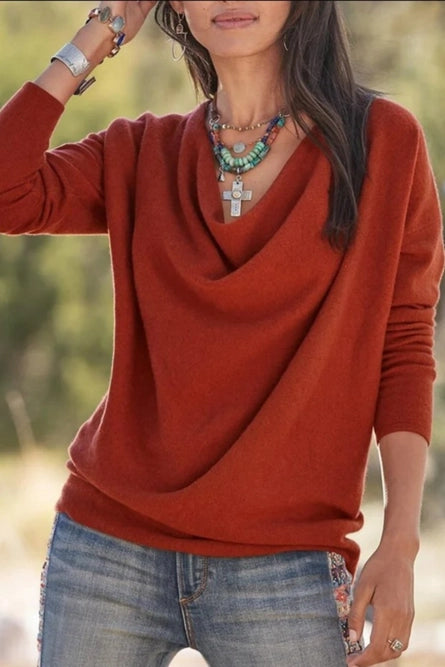 Casual long Sleeve V- Neck Pullover