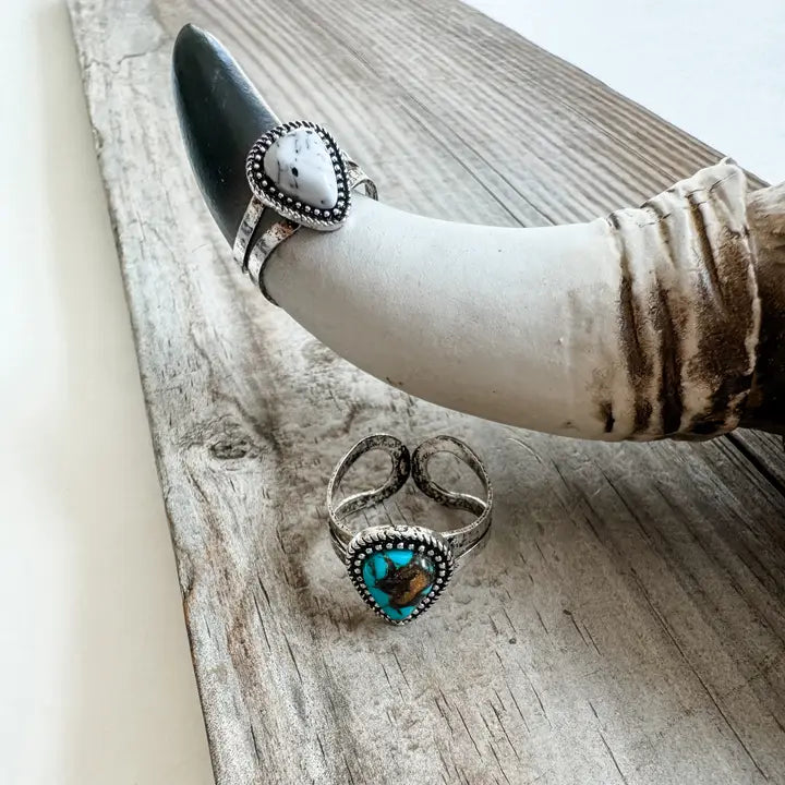 Western Teardrop Stone Adjustable Ring