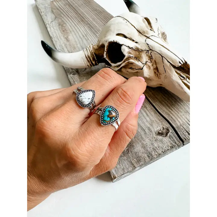 Western Teardrop Stone Adjustable Ring